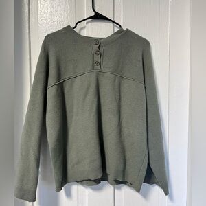 Zara soft green knit pullover button front sweater size medium